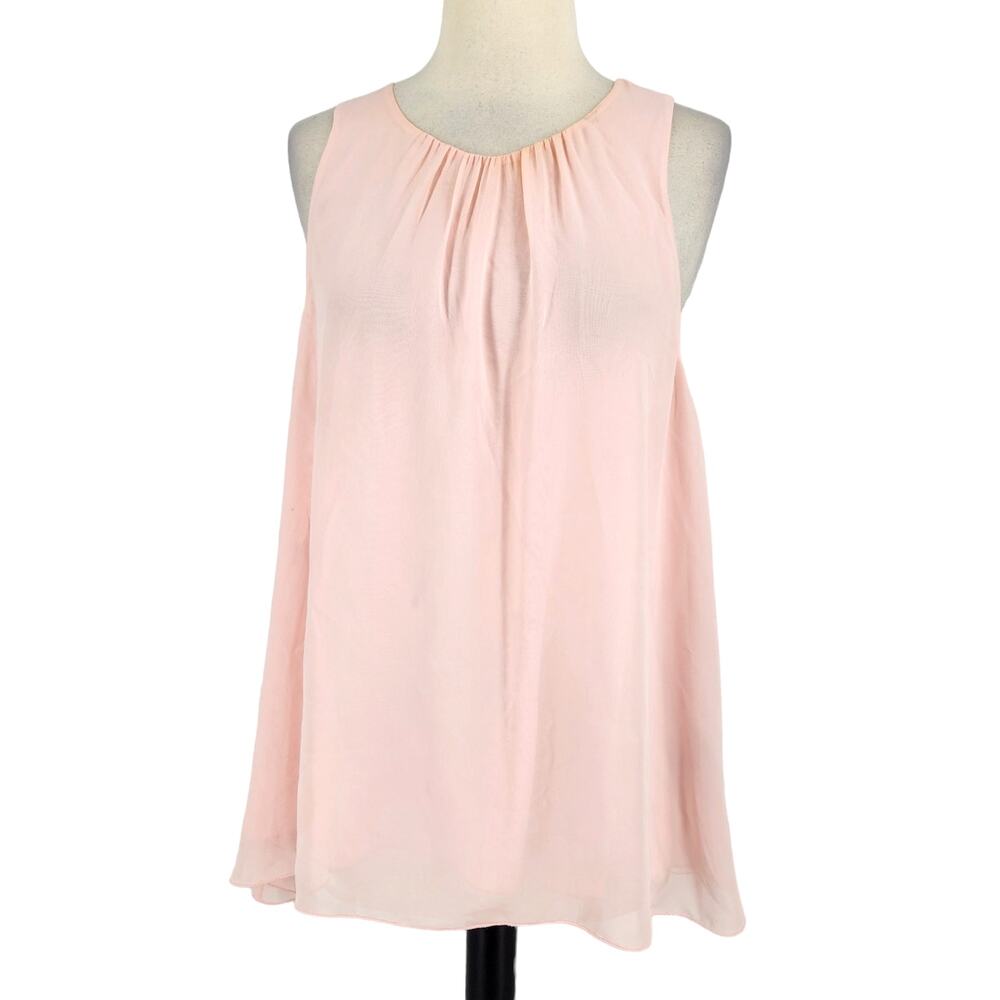 SALE Vince Camuto Chiffon Sleeveless Tank Shell Blouse Powder Pastel Pink XL